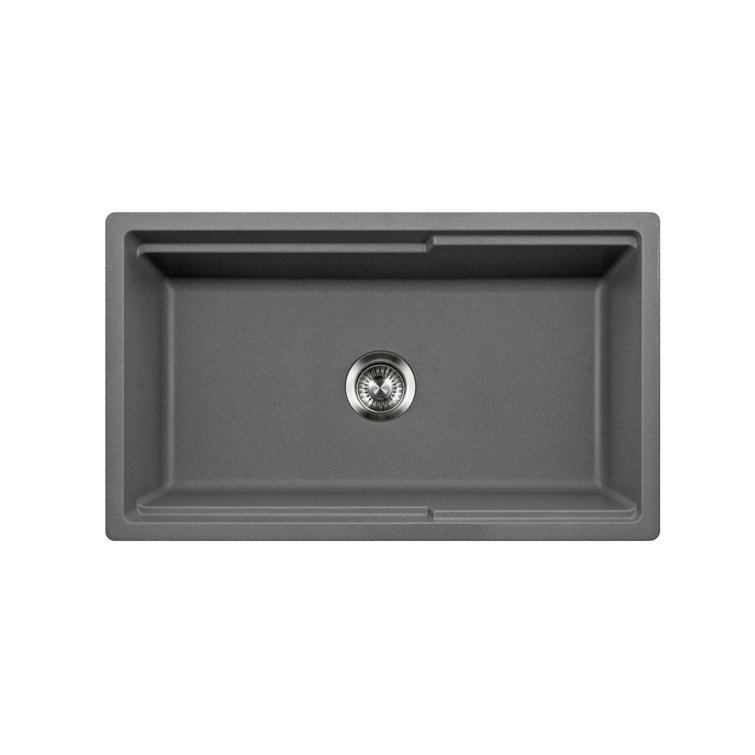 Gray Granite Composite Farmhouse Drop-in Kitchen Sink, 33-inch
