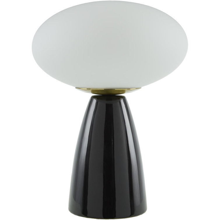 Black Ceramic Table Lamp with White Glass Shade