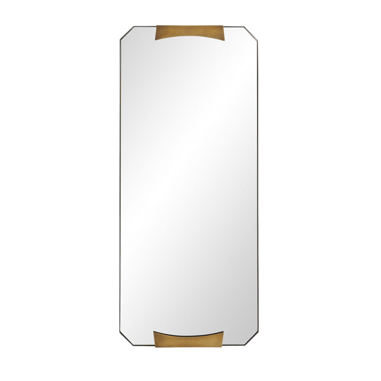 Kris Antique Brass Geometric Rectangular Mirror 48.5"