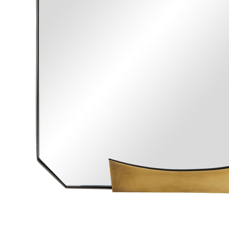 Kris Antique Brass Geometric Rectangular Mirror 48.5"