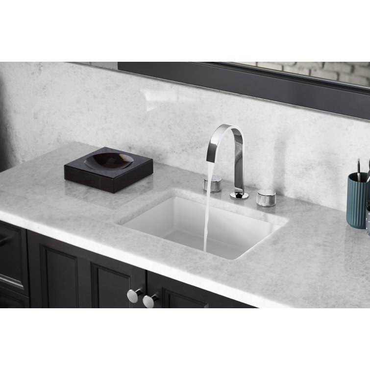 White Ceramic Rectangular Undermount Bathroom Sink
