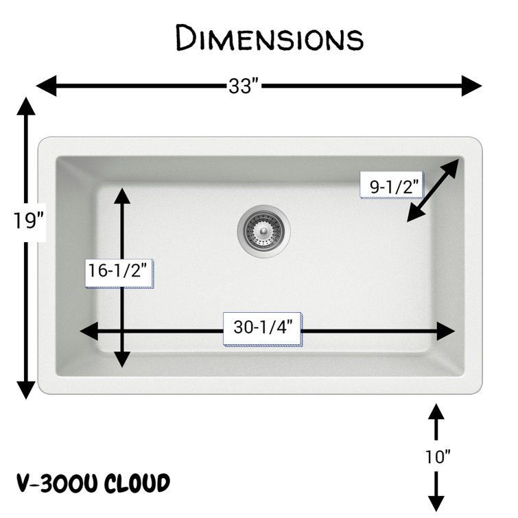 Cloud White Granite Composite Undermount Single Bowl Kitchen Sink