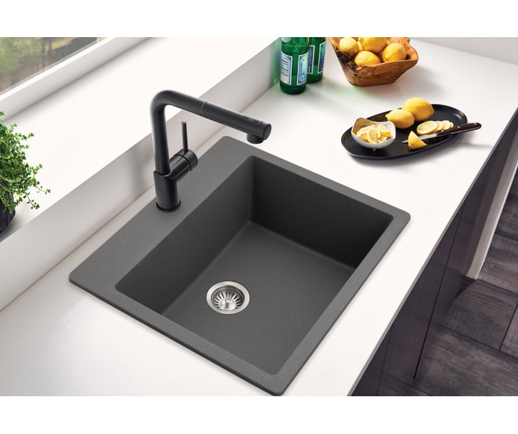 Slate Granite Composite Single Bowl Kitchen Sink, 33 in
