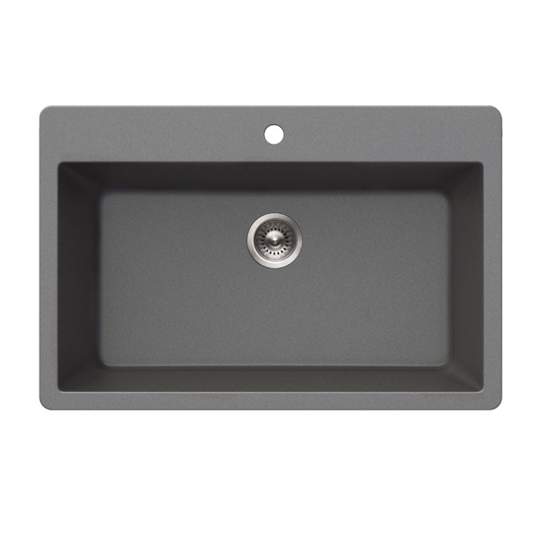 Slate Granite Composite Single Bowl Kitchen Sink, 33 in