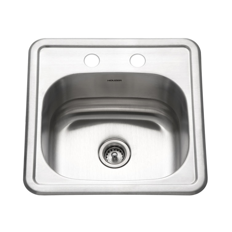 Houzer 15" Stainless Steel Topmount Bar Sink with Strainer