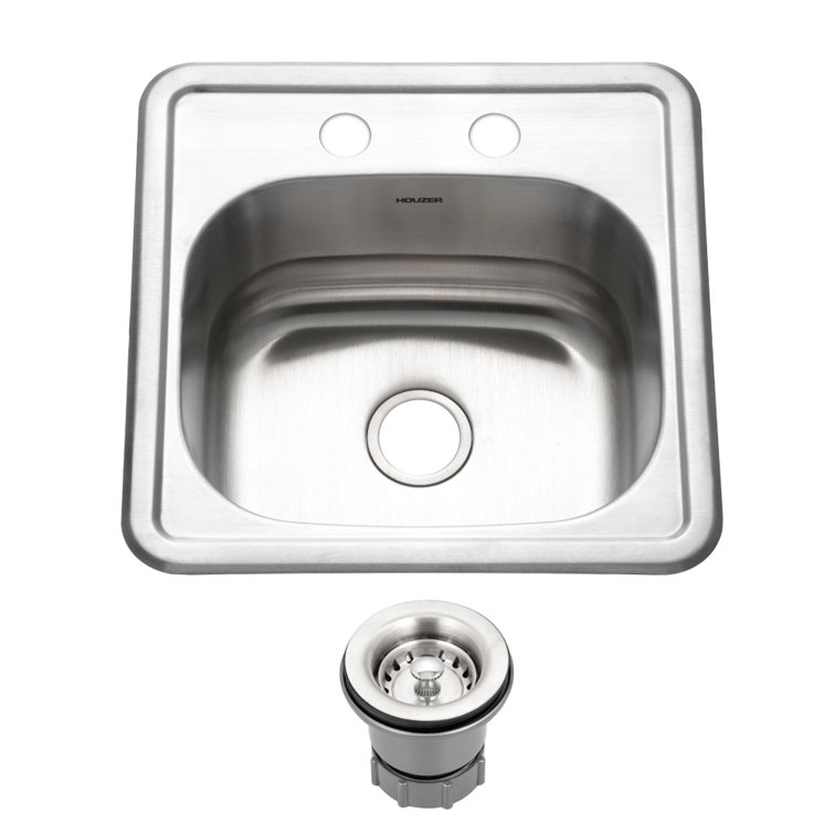 Houzer 15" Stainless Steel Topmount Bar Sink with Strainer