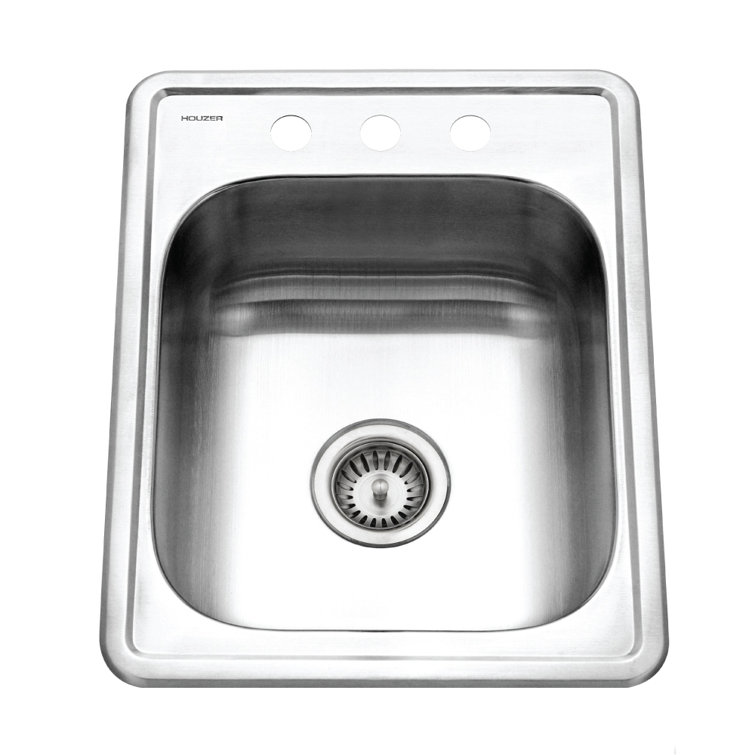 17" Stainless Steel Single Bowl Bar Sink with Satin Finish