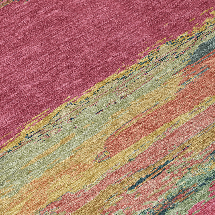 Blush Multicolor Striped Washable Rectangular Doormat