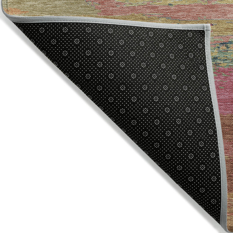 Blush Multicolor Striped Washable Rectangular Doormat