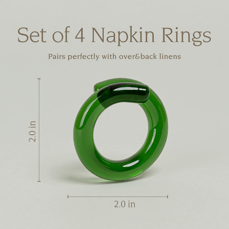 Elegant Hand-Shaped Green Glass Napkin Rings Set