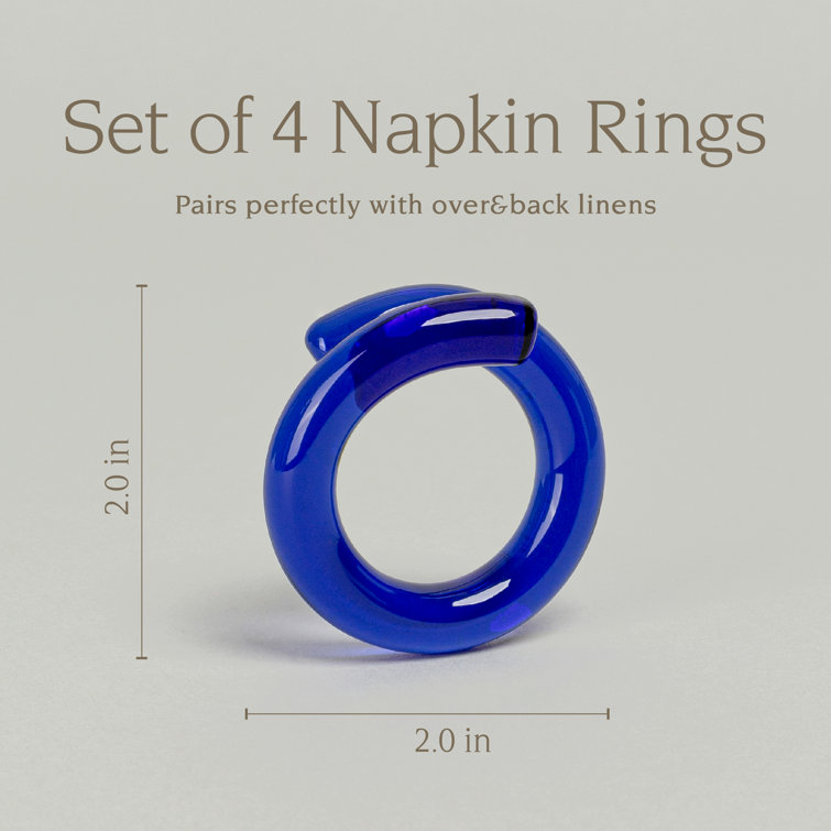 Handcrafted Blue Glass Napkin Rings Set of Four