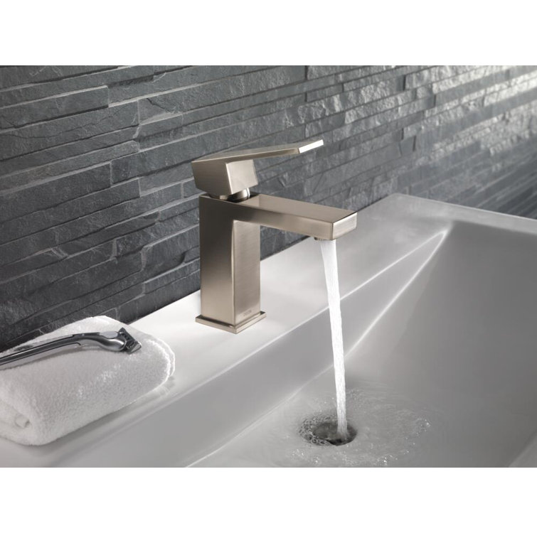 Sleek Modern Single Hole Stainless Steel Bathroom Faucet with Drain Assembly
