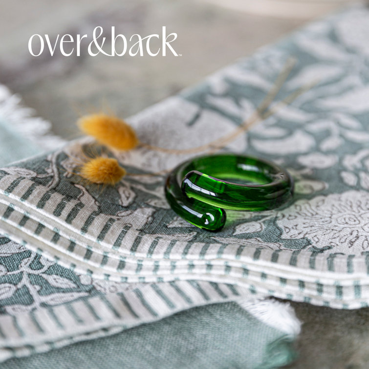 Elegant Hand-Shaped Green Glass Napkin Rings Set