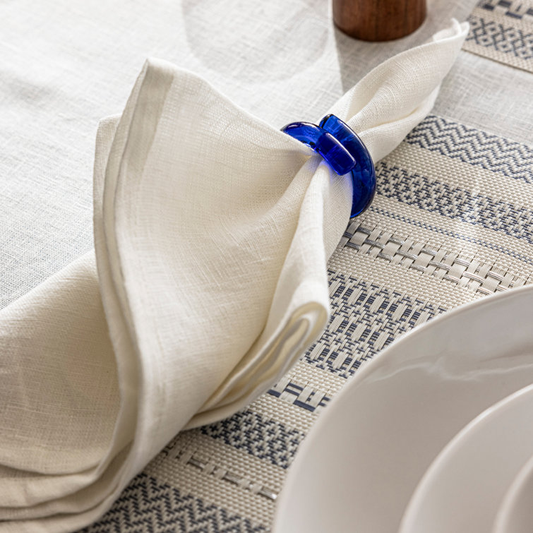 Handcrafted Blue Glass Napkin Rings Set of Four