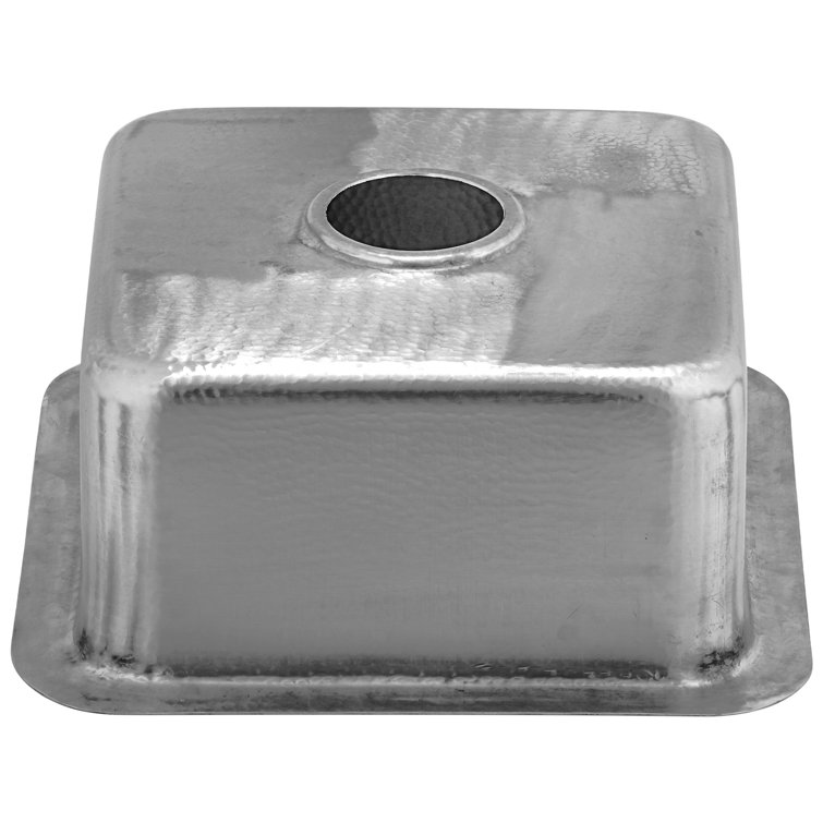 Satin Matte Stainless Steel Square Bar Sink with Hand-Hammered Finish