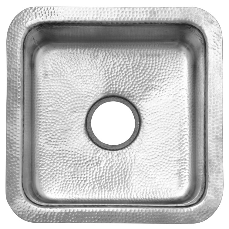 Satin Matte Stainless Steel Square Bar Sink with Hand-Hammered Finish