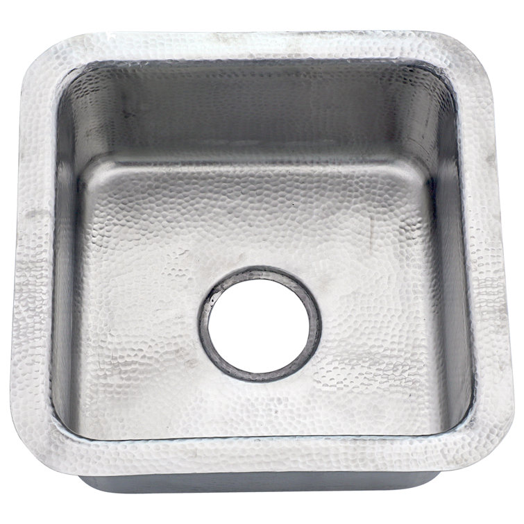 Satin Matte Stainless Steel Square Bar Sink with Hand-Hammered Finish