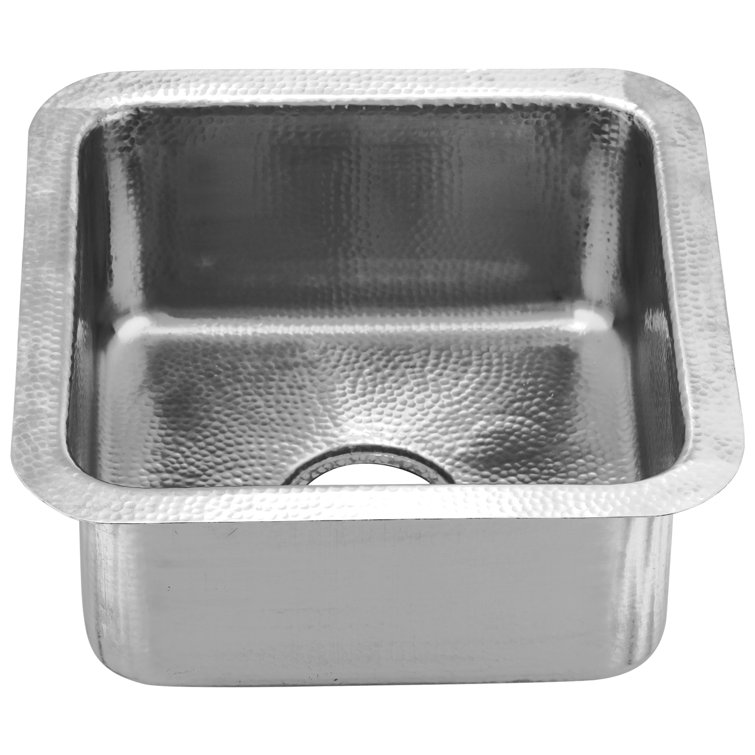 Satin Matte Stainless Steel Square Bar Sink with Hand-Hammered Finish