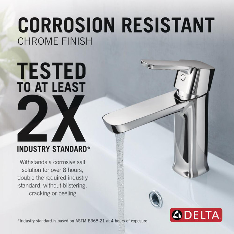 Delta Modern Chrome 6.5" Single Hole Bathroom Faucet with Drain Assembly