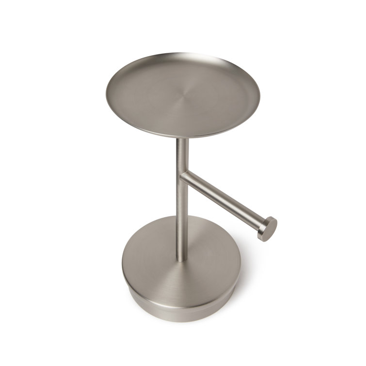 White Nickel Freestanding Toilet Paper Holder with Storage