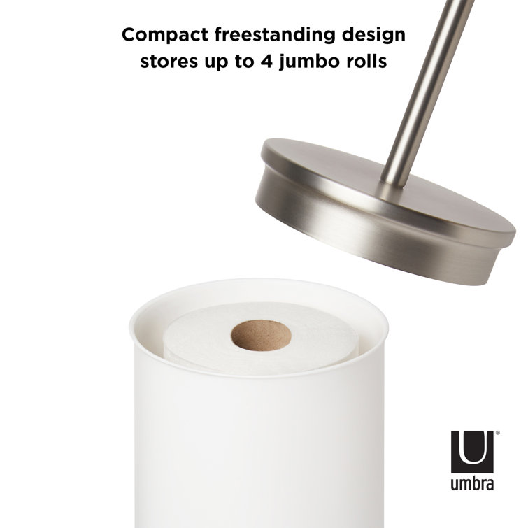White Nickel Freestanding Toilet Paper Holder with Storage