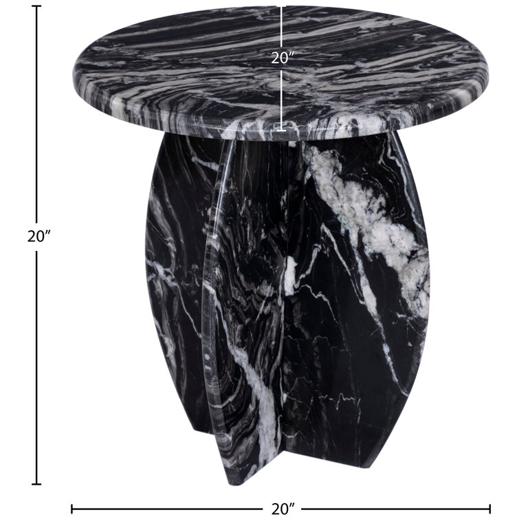 Black Marble Round Pedestal Accent Table