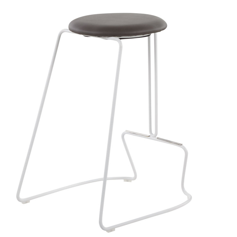 Finn White Steel and Gray Faux Leather Counter Stool Set