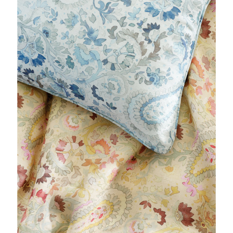 Beige Floral Linen Standard Pillow Sham