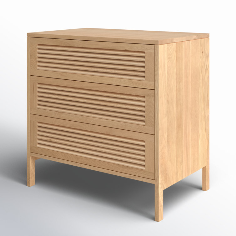 Tomiya Natural Oak 3-Drawer Nightstand with Shutter Facade