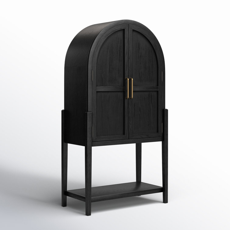 Tolle Black Contemporary 2-Door Arched Armoire