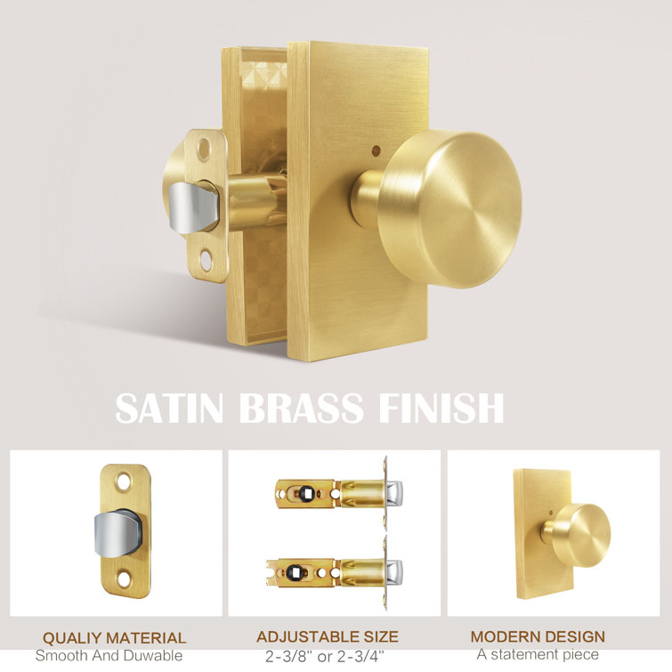 Satin Brass Round Privacy Door Knob with Keyless Lock