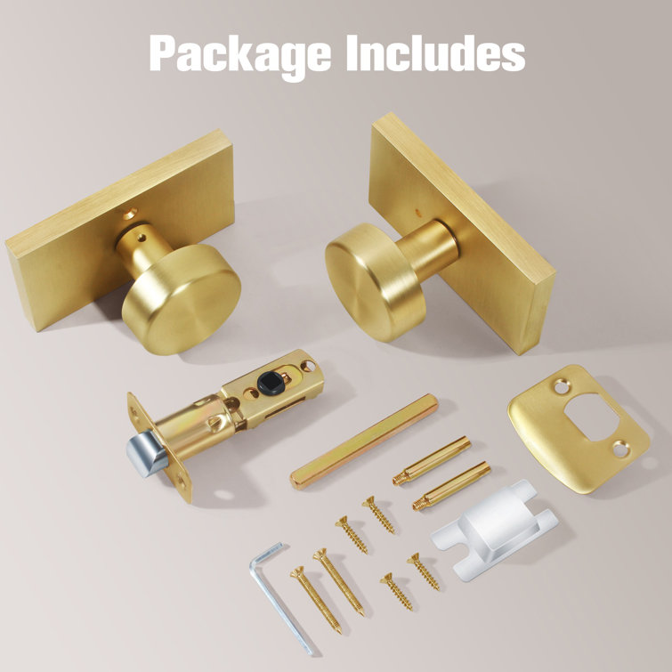 Satin Brass Round Privacy Door Knob with Keyless Lock