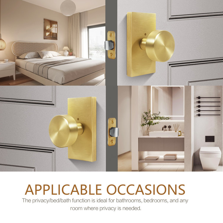 Satin Brass Round Privacy Door Knob with Keyless Lock