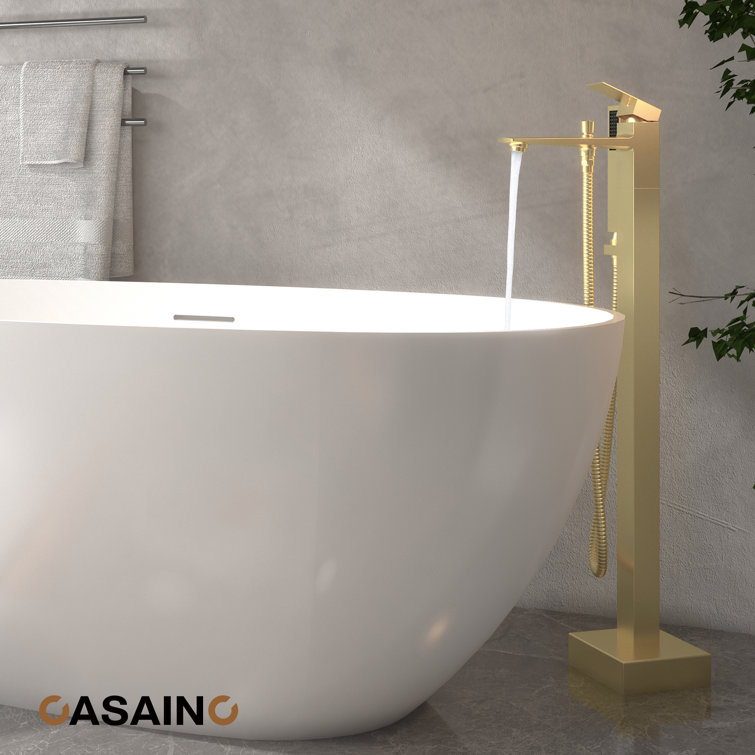 Brushed Gold Freestanding Bathtub Faucet with Handshower