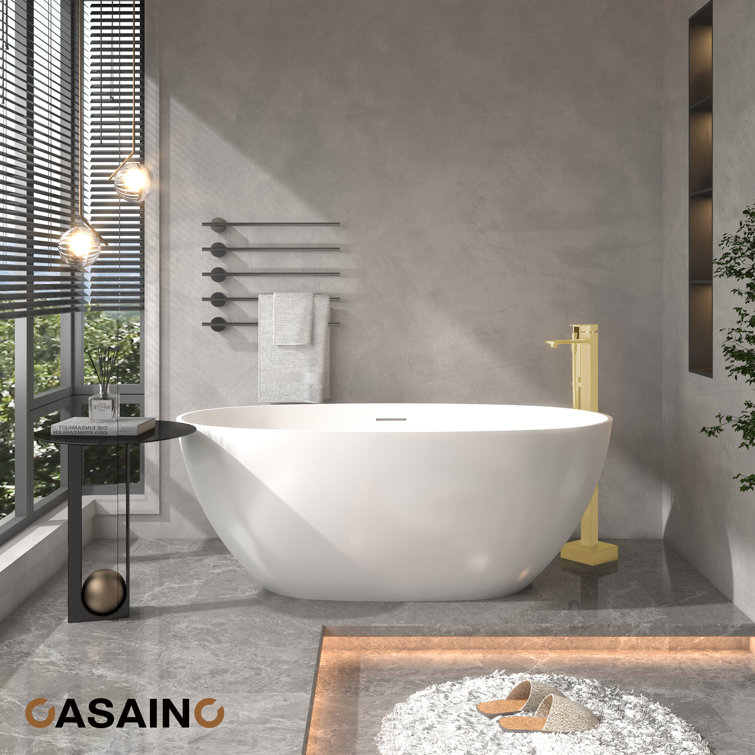 Brushed Gold Freestanding Bathtub Faucet with Handshower
