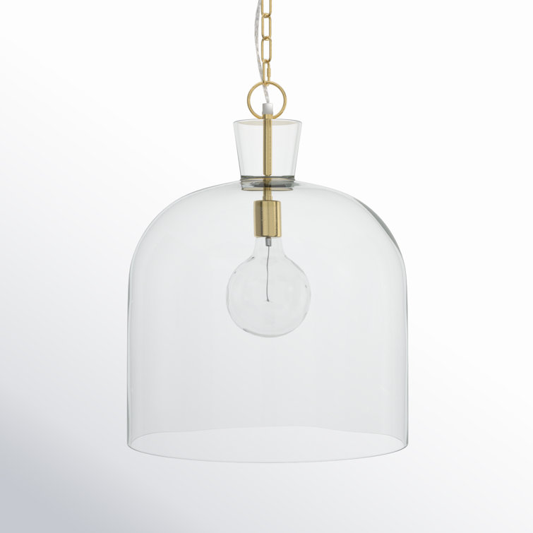 Clear Glass and Gold Single Bell Pendant Light