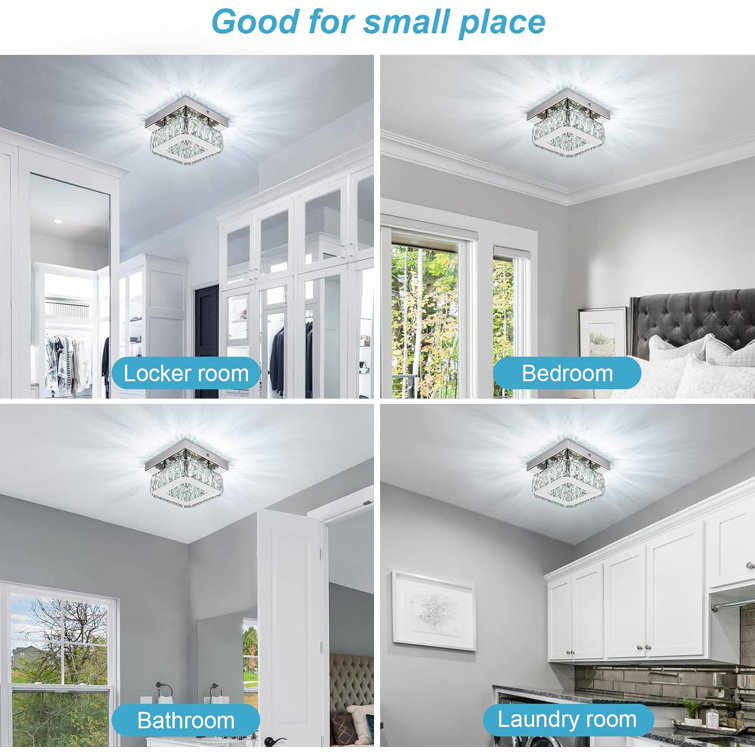 Mini Modern Crystal Square Flush Mount Chandelier
