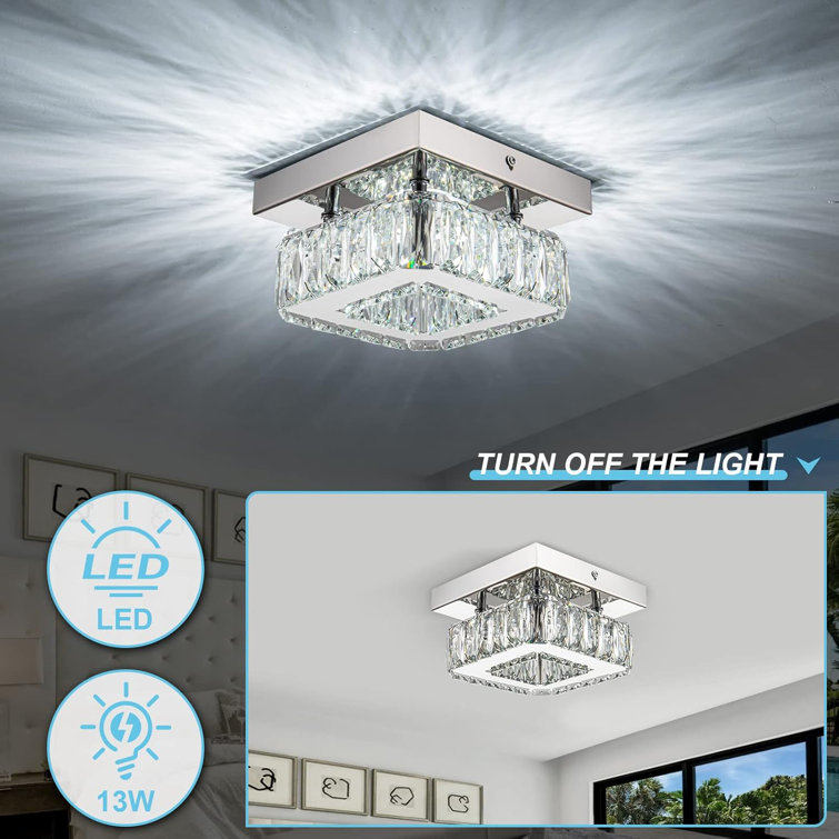 Mini Modern Crystal Square Flush Mount Chandelier