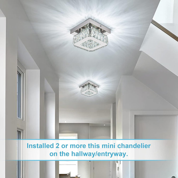 Mini Modern Crystal Square Flush Mount Chandelier