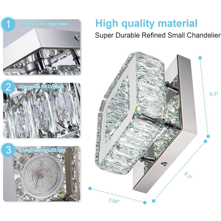 Mini Modern Crystal Square Flush Mount Chandelier