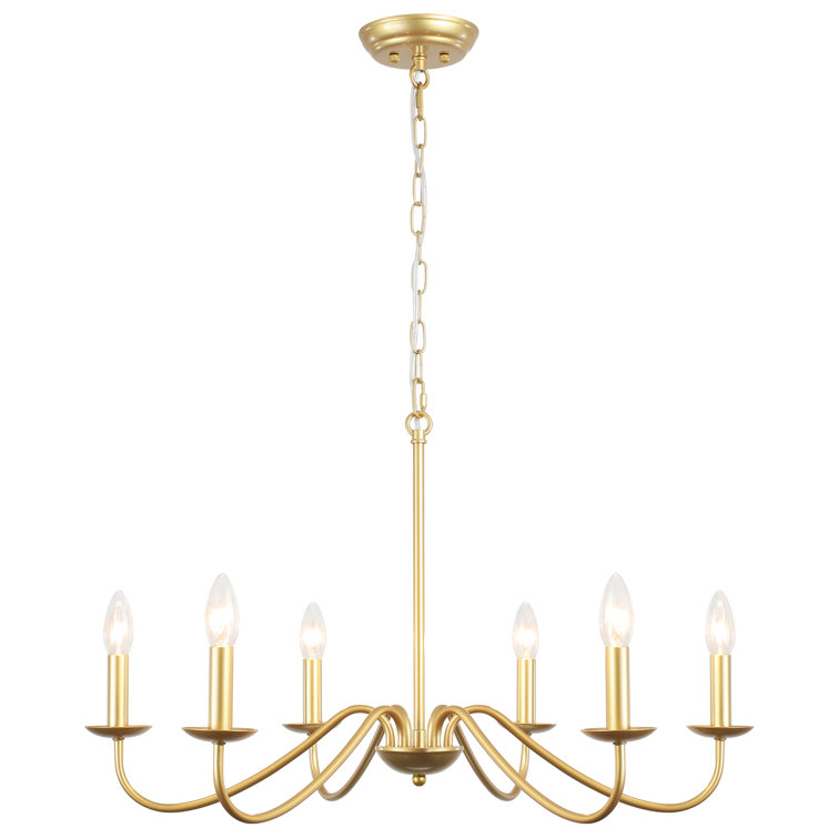 Gold 6-Light Candle Style Metal Chandelier