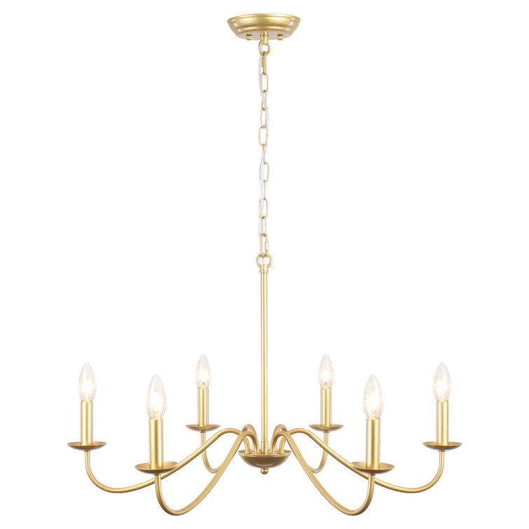 Gold 6-Light Candle Style Metal Chandelier
