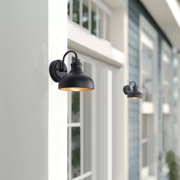 Black Iron 7-Inch Farmhouse Gooseneck Outdoor Wall Light