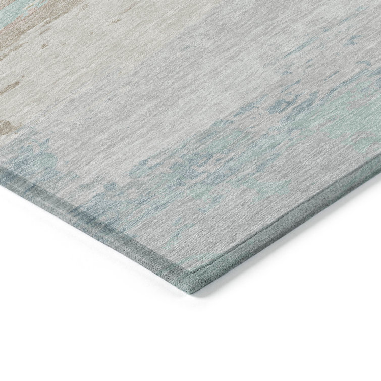 Ivory and Multicolor Synthetic Washable Striped 3' x 5' Rug