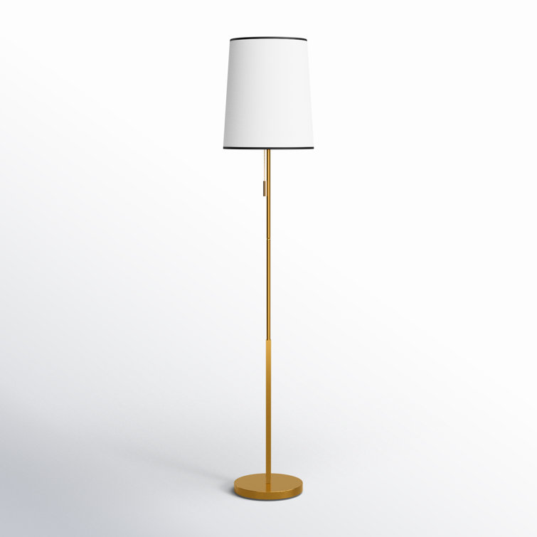 Elegant Brass and White Linen Outdoor Floor Lamp