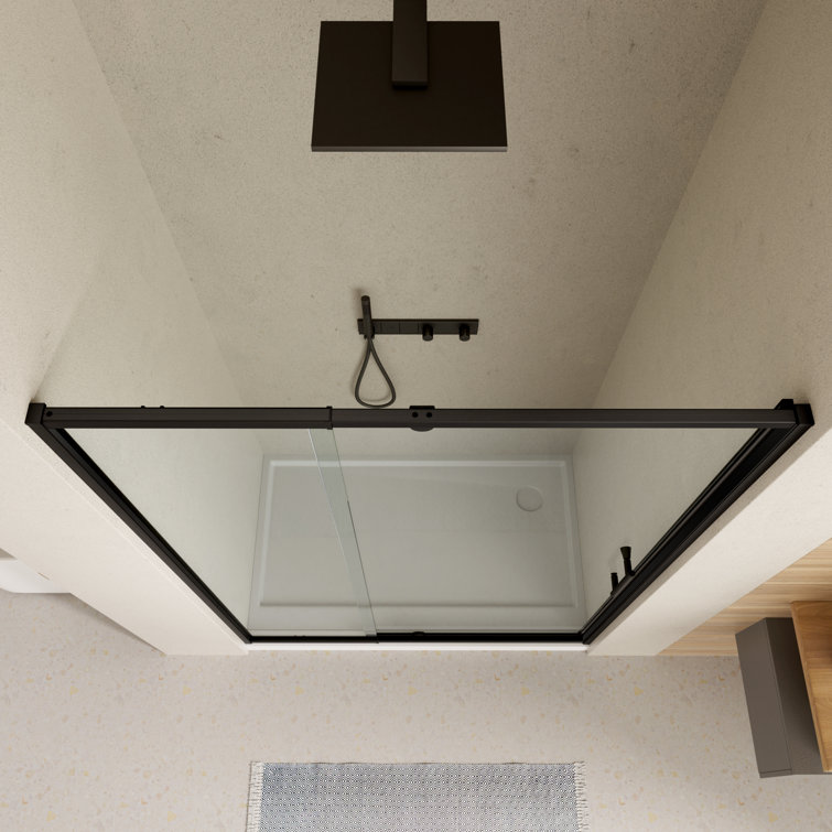 Matte Black 44-48" W x 71" H Pivot Swing Glass Shower Door