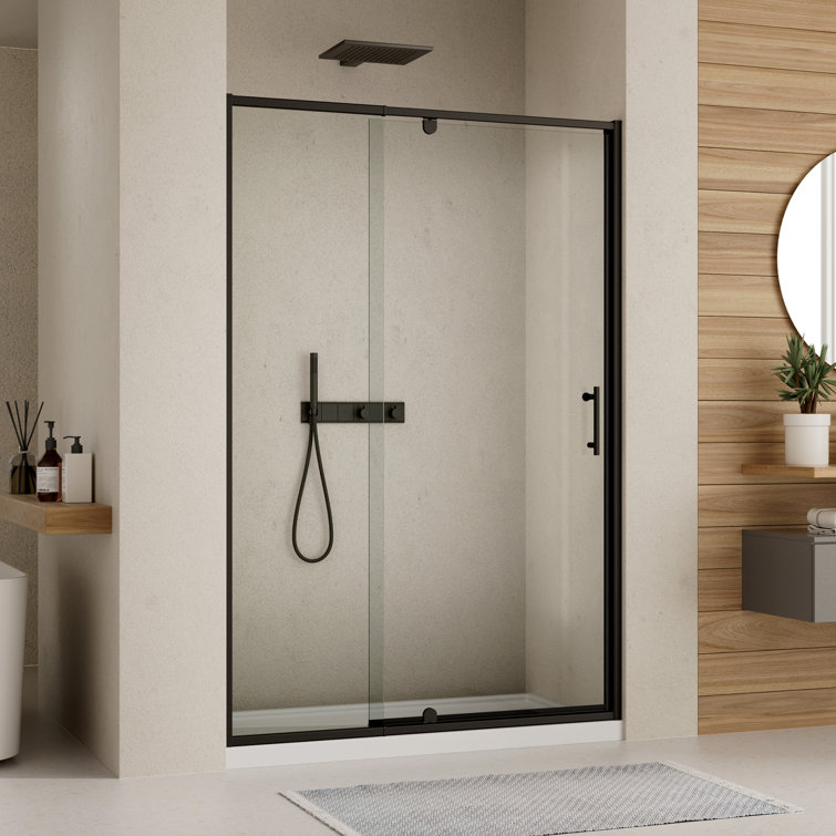 Matte Black 44-48" W x 71" H Pivot Swing Glass Shower Door