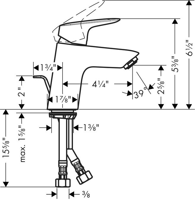 EcoFlow Brushed Nickel Modern Single Hole Faucet with Drain Assembly