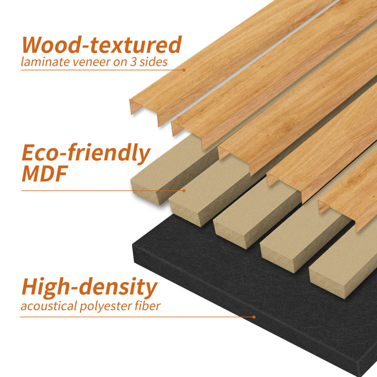 Red Oak 3D Acoustic Wood Slat Wall Panels, 24''x94.5''
