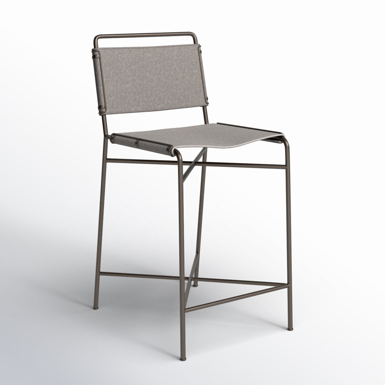 Stonewash Grey Metal Counter Stool with Fabric Sling Seat